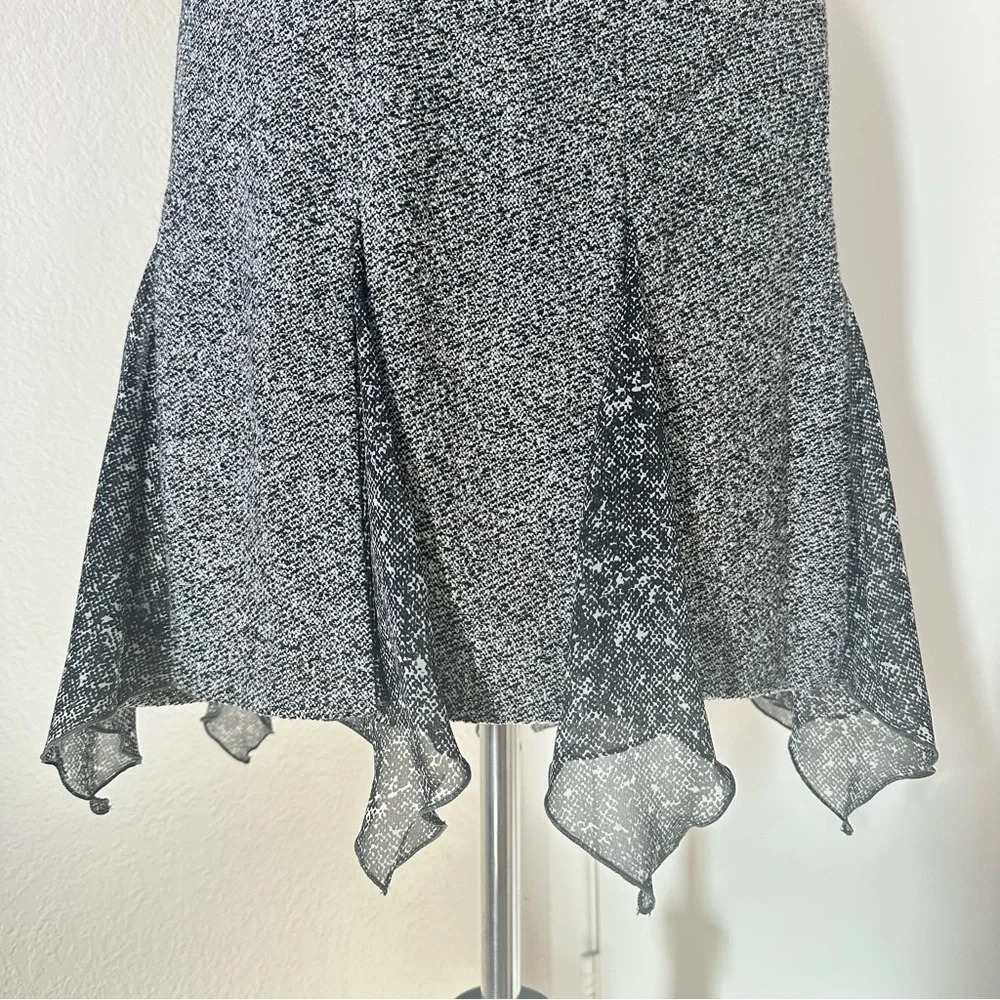 Escada Women's Silk Cashmere Black Grey Tweed Handkerchief Skirt 34/4 - Picture 8 of 11